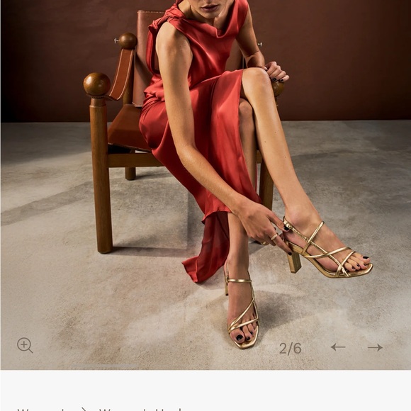 Bared Footwear Godwit Gold Leather Strappy Heeled Sandals - Picture 2 of 10